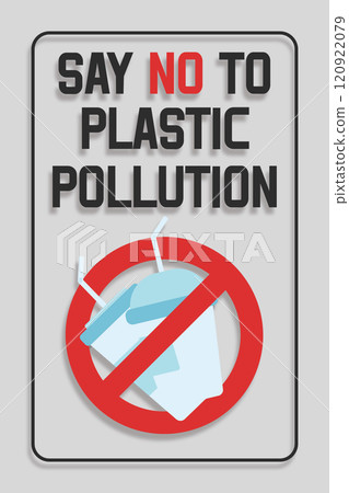 Disposable plastic. Banning plastic cups and straws. Say no to plastic pollution. Pollution problem concept. Vector illustration. 120922079