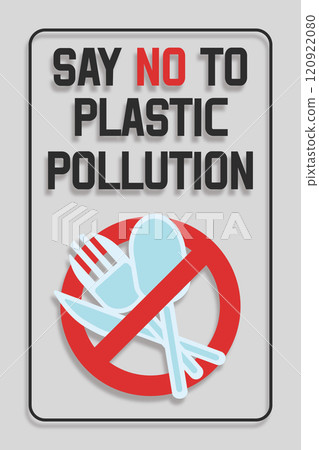 Disposable plastic. Banning plastic spoons, knives and forks. Say no to plastic pollution. Pollution problem concept. Vector illustration. 120922080