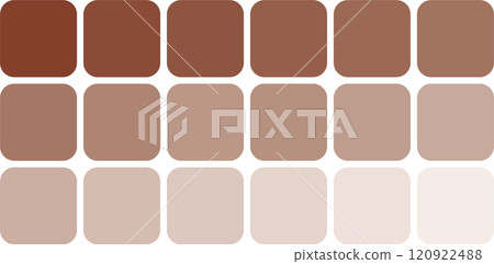 Mocha mousse color of the year 2025 palette. Brown tone scheme, soft chocolate colour chart from dark to light. Coffee, walnut, beige skin gradient vector. Mocha mousse 2025 year color palette set 120922488