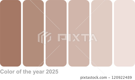 Mocha mousse color of the year 2025 palette. Brown tone scheme, soft chocolate colour chart from dark to light. Coffee, walnut, beige skin gradient vector. Mocha mousse 2025 year color palette set 120922489