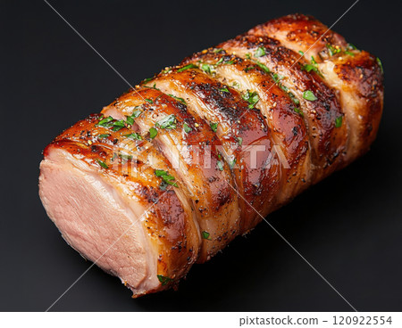 roast pork on black background 120922554