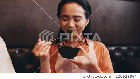 Cooking, delicious and ingredient with Japanese woman in restaurant for nutrition course, dinner and learning recipe. Catering, culture and food with people in class for aroma, menu and meal prep Cooking, delicious and ingredient with Japanese woman in restaurant for nutrition course, dinner and learning recipe. Catering, culture and food with people in class for aroma, menu and meal prep 120922864