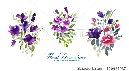 watercolor bouquet flowers decoration set 120923087