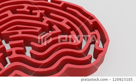 The red Brain maze on white background  3d rendering. 120923185