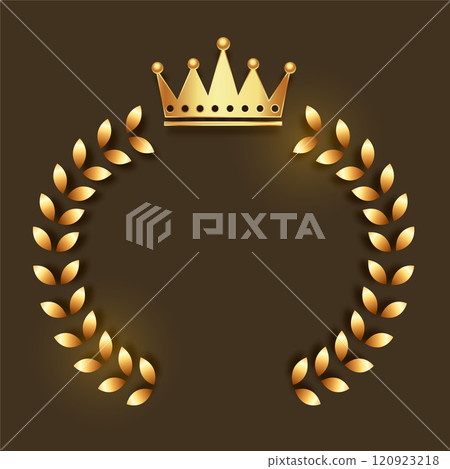 golden crown emblem with wreath frame golden crown emblem with wreath frame 120923218