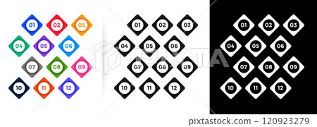 bullet points numbers in button style 120923279