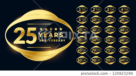 anniversary label badge in golden color anniversary label badge in golden color 120923299