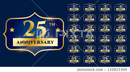 wedding anniversary golden labels design set 120923309