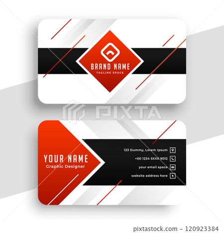 stylish red geometric business card design 120923384