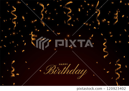 happy birthday premium card with golden falling confetti happy birthday premium card with golden falling confetti 120923402