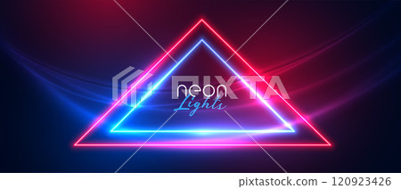 abstract neon triangle with wave lights banner 120923426