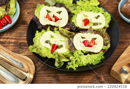 Sandwiches with vampire designs, Halloween decorations. Sandwiches with vampire designs, Halloween decorations. 120924538