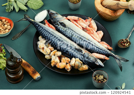 Fresh Atlantic mackerel. Fresh Atlantic mackerel. 120924541