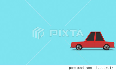 Red Sedan Car LightBlue Background 120925017