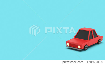 Red Sedan Car LightBlue Background Red Sedan Car LightBlue Background 120925018