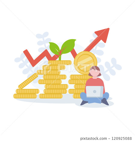 Illustration of a woman investing Illustration of a woman investing 120925088
