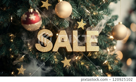 Christmas tree with sale decoration, festive holiday concept 120925102