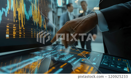 Businessman looking at stock chart screen 120925233