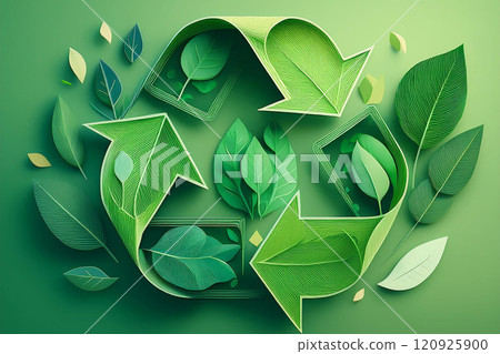 Green recycling symbol (sustainable, IR, investment) 120925900