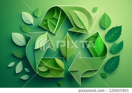 Green recycling symbol (sustainable, IR, investment) 120925901
