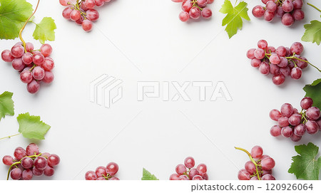 A simple frame design decorated with red grapes and green leaves 120926064