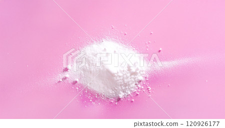 Bright pink background and white powder collagen 120926177