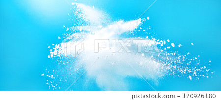 乾淨的淺藍色背景和白色粉末 120926180