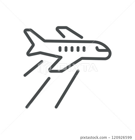 Aircraft Emissions Line Icon. Vector Outline Icon of Airplane Pollution, Carbon Footprint and Environmental Impact. Aircraft Emissions Line Icon. Vector Outline Icon of Airplane Pollution, Carbon Footprint and Environmental Impact. 120926599