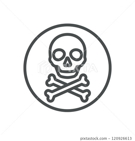 Toxic Danger Line Icon. Vector Thin Outline Illustration of Skull and Crossbones Warning Sign, Hazardous Materials Symbol for Safety and Environmental Awareness Toxic Danger Line Icon. Vector Thin Outline Illustration of Skull and Crossbones Warning Sign, Hazardous Materials Symbol for Safety and Environmental Awareness 120926613