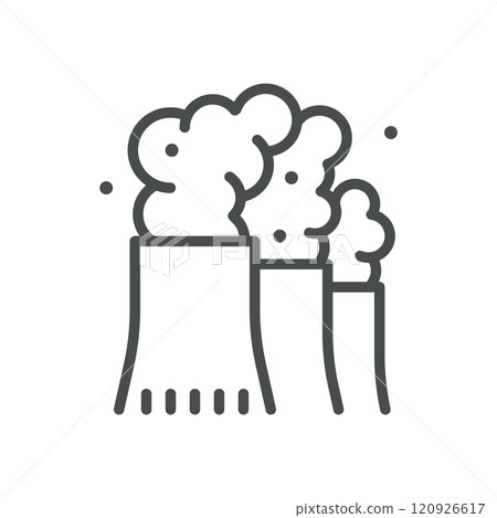 Industrial Air Pollution Line Icon. Vector Thin Outline Illustration of Smoke from Factory Chimneys, Environmental Contamination Symbol, Linear Design for Awareness and Ecology Industrial Air Pollution Line Icon. Vector Thin Outline Illustration of Smoke from Factory Chimneys, Environmental Contamination Symbol, Linear Design for Awareness and Ecology 120926617