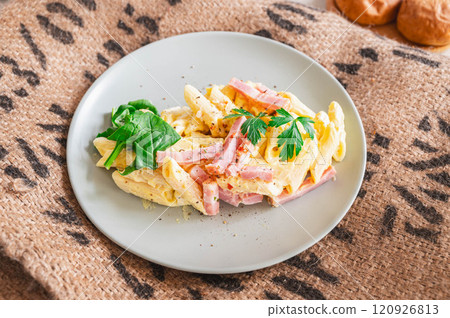 Western food: Carbonara-style macaroni salad Western food: Carbonara-style macaroni salad 120926813