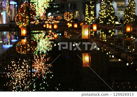 A walkway lit up with winter illuminations 120926913