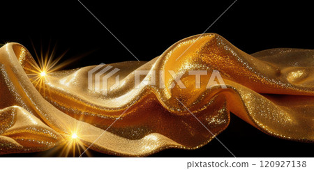 Shimmering gold fabric with sparkles and light reflections 120927138