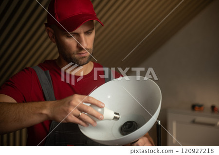 How to easily screw a light bulb into a lamp in an indoor setting with a simple approach 120927218
