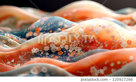 Wavy colorful Japanese style fabric 120927266