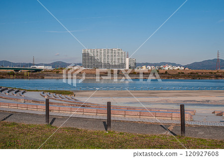 View of Takatsuki City from Yodogawa Aqua Theater, Hirakata City, Osaka Prefecture 120927608