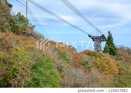 秋天的筑波山與空中纜車 茨城縣筑波市 秋天的筑波山與空中纜車 茨城縣筑波市 120927862