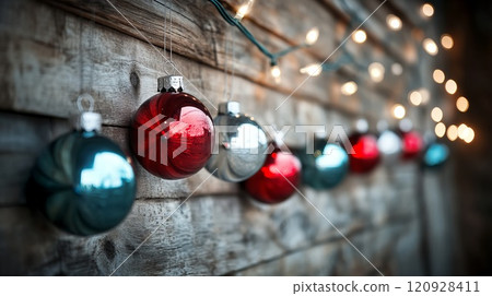 Festive Decorations with Baubles and String Lights 120928411