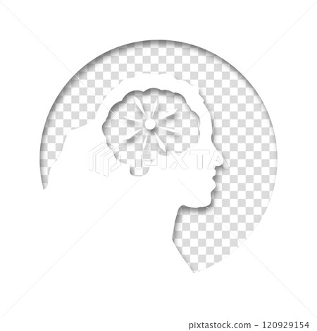 The head of a woman or girl is in a circle on transparent background. Medical concept icon of diseases of the brain, psychological disorder 120929154