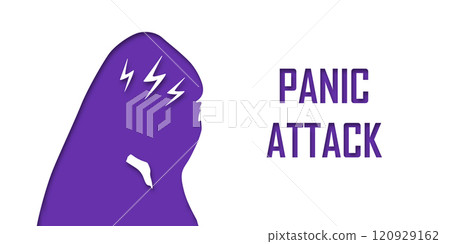 Depressed sad person. Anxiety or panic attack. Sad young woman with lowered head frightened with his own shadow and having panic disorder. Psychology, solitude, fear or mental health problems concept 120929162