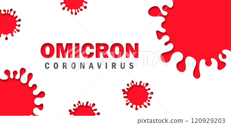 Omicron variant of COVID-19, which New strain of coronavirus. Omicron. Red Vector illustratoin 120929203
