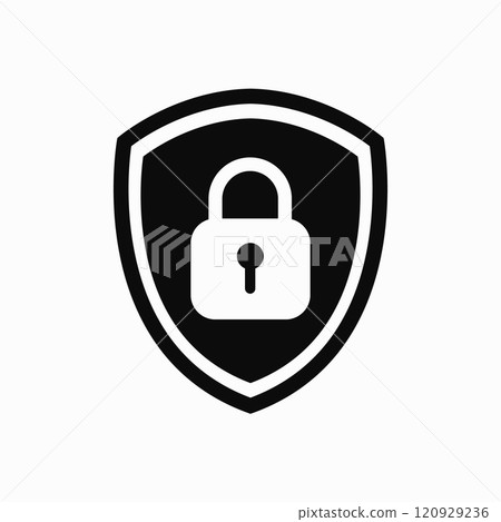 Lock shield icon symbol sign emblem. Padlock icon. Vector clipart illustration Lock shield icon symbol sign emblem. Padlock icon. Vector clipart illustration 120929236