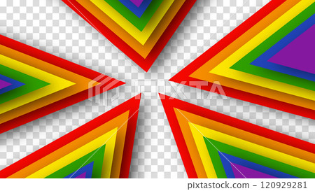 Abstract geometric red, orange, yellow, green, blue and purple lgbt color background. June LGBTQ Historical Pride Month. Background with rainbow color copy space for text. Transparent vector 120929281