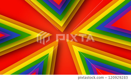 Abstract geometric red, orange, yellow, green, blue and purple lgbt color background. June LGBTQ Historical Pride Month. Background with rainbow color copy space for text. Vector illustration 120929283