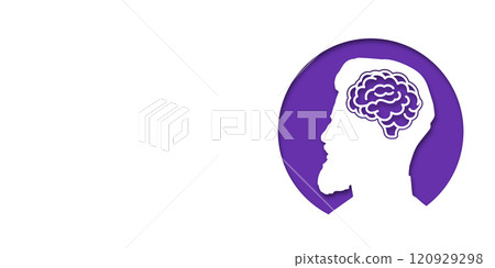 Guy or man headache concept. People silhouette. Vector medical illustration in paper cut style with shadow. mental health. Place for text. Copy space. Health care Guy or man headache concept. People silhouette. Vector medical illustration in paper cut style with shadow. mental health. Place for text. Copy space. Health care 120929298