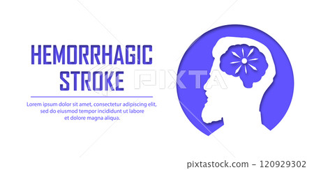 People suffering from hemorrhagic stroke. Hemorrhagic stroke patient concept. Medical help. People silhouette in paper cut style. Stroke types poster, banner. medical vector illustration 120929302