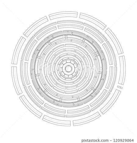 3D circular pattern. Style wireframe model 120929864