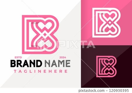 Letter B Heart Logo Icon Vector Design Illustration Letter B Heart Logo Icon Vector Design Illustration 120930395