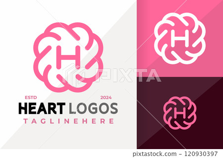 Letter H Heart Flower Logo Icon Vector Design Illustration Letter H Heart Flower Logo Icon Vector Design Illustration 120930397