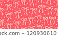 Bow pattern. Seamless ribbon, cute Christmas. Pink vector print. Crayon bow for gift present seamless illustration. Vintage background for Valentine, Christmas. Repeat pastel pattern. Holiday ribbon 120930610